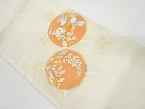 枝花に南天模様刺繍名古屋帯